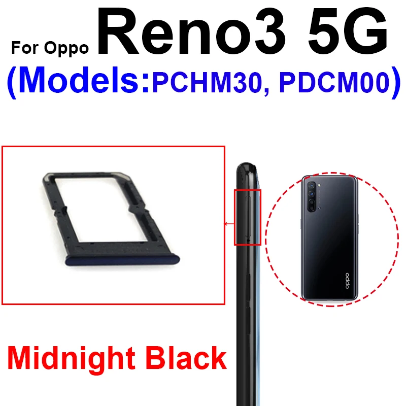 SIM Card Tray For OPPO Reno 3 Reno 3 Pro Reno 3 Vitality Edition SIM Card Socket   Card Reader Holder Slot Replacement