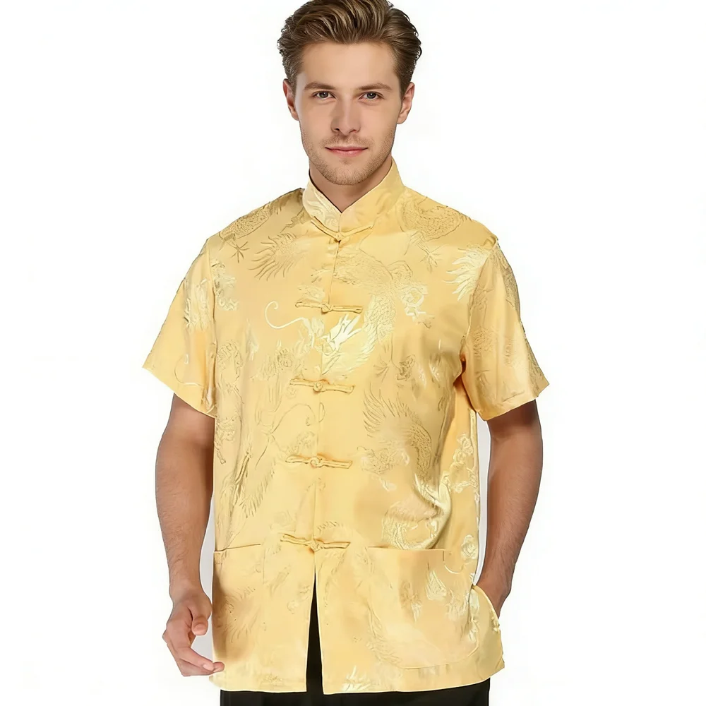 Wholesale And Slae Brand New Arrival Chinese Traditional Men\'s Dragon Kung Fu Shirts Tops M L XL XXL 3XL MS2015039
