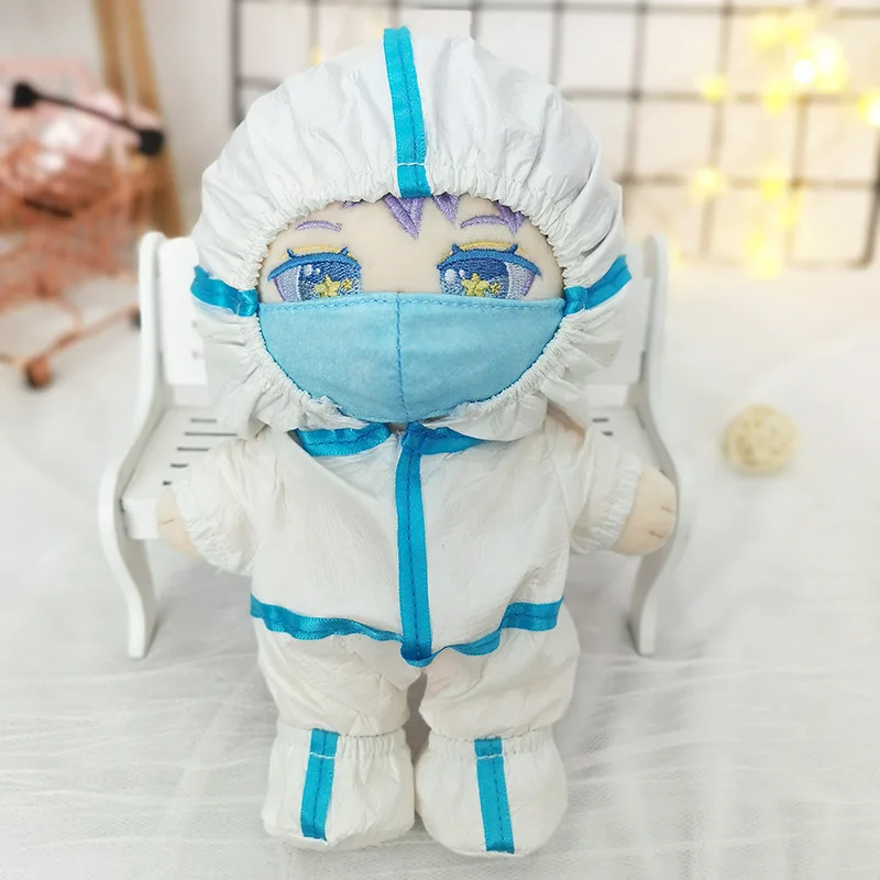 20cm Medical Staff Cotton Doll Clothes Protective Suit Mask Plush Toy Doll Outfit Set Universal Size Gift