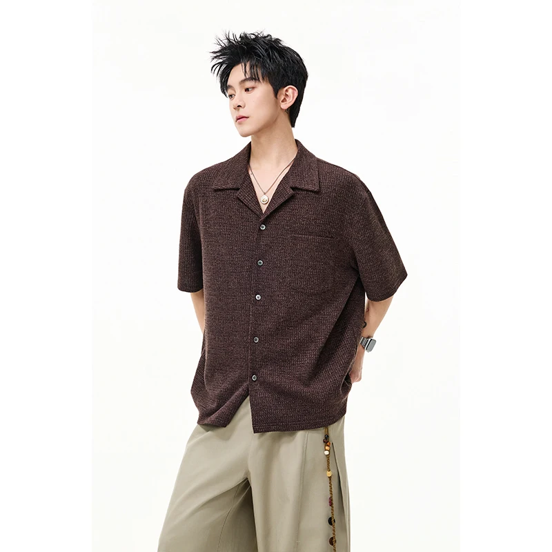 

Men's Short Sleeve Shirt Summer Trendy Versatile Fashion Frosted Texture Casual Top Streetwear Cool Daily Travel Leisure Blouse
