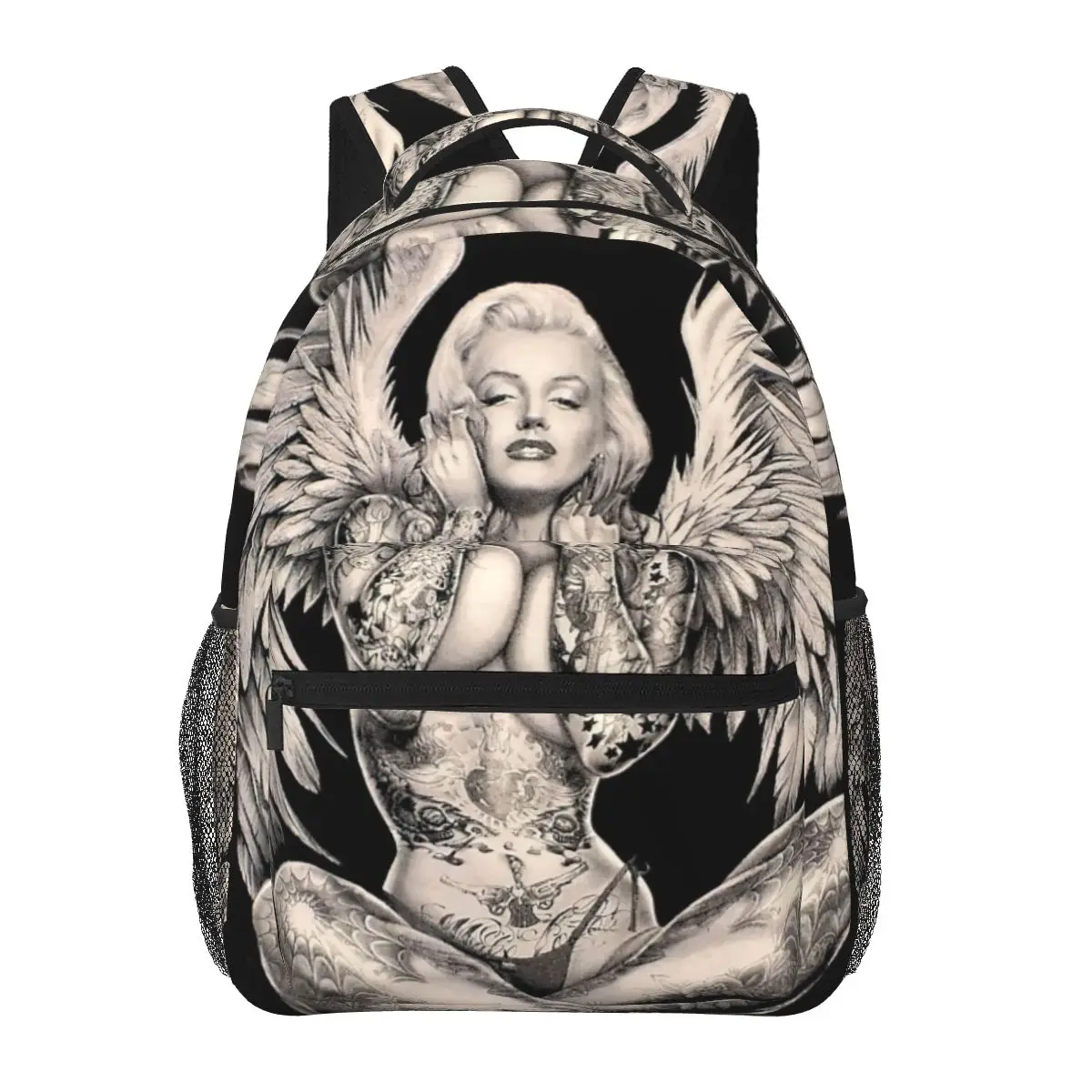 

MARILYN - Vintage Abstract Tattooed Angel Print Backpack for Girls Boys Travel RucksackBackpacks for Teenage school bag