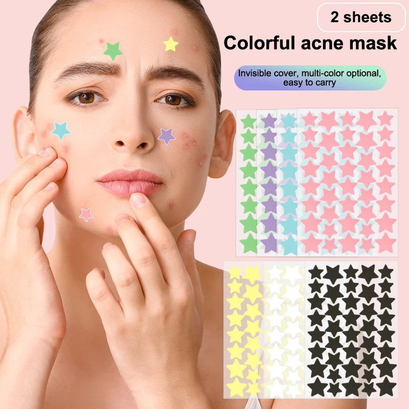 72/80Pcs Cute Star Heart Acne Treatment Sticker - Colorful Invisible Pimple Cover Patch For Face Skin Care Beauty Accessories