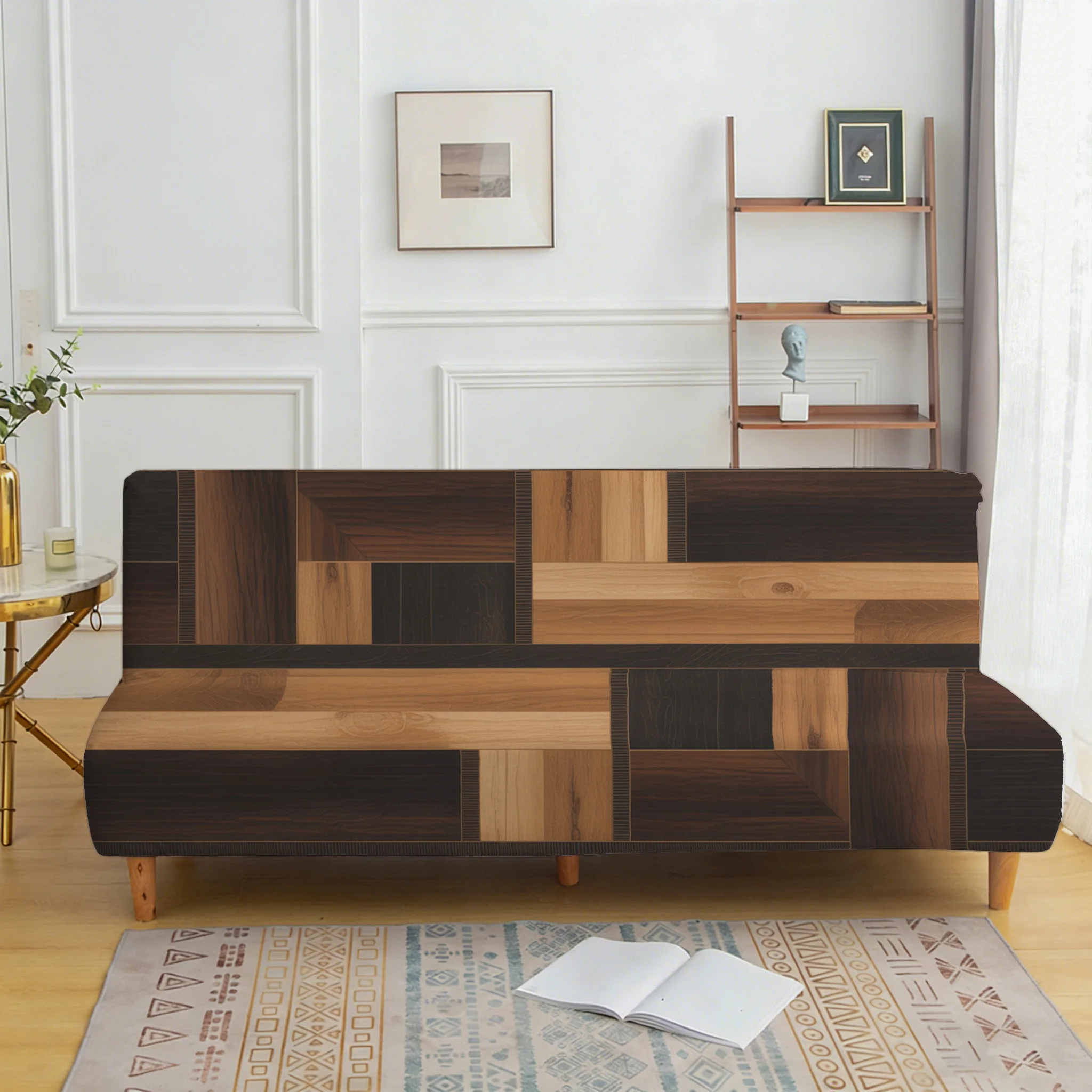 Living room, bedroom sofa bedspread, spliced wood grain sofa bedspread, all-inclusive dust cover, easy to install