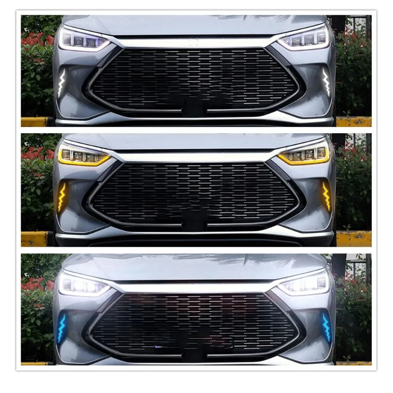 

Синие ночные белые светодиодные дневные ходовые огни (ДХО) для BYD SEAL U Song Plus Dmi 2021-2022 с янтарными последовательными указателями поворота