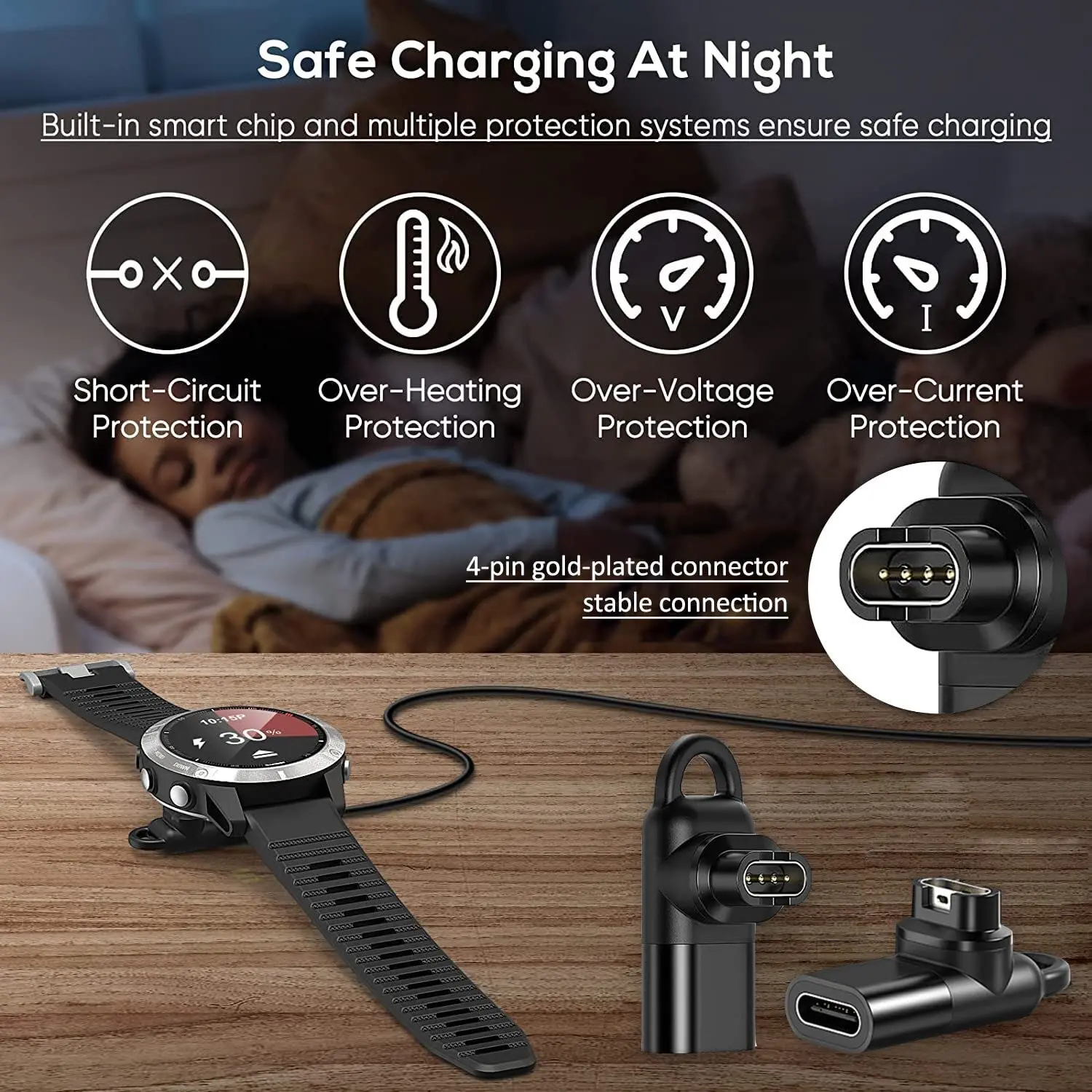 نوع C/مايكرو/Ios شاحن يو اس بي محول ل Garmin Fenix 7/6/5 غريزة 2S Venu 2 plus ساعة ذكية شحن محول اكسسوارات