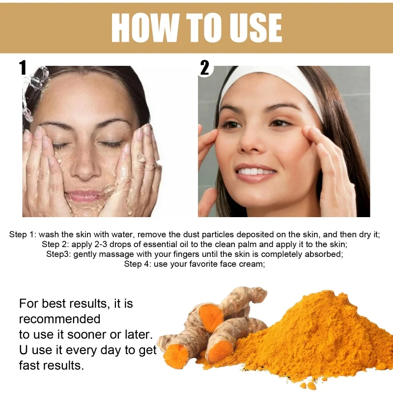 A sarda remove o soro do açafrão, óleo do curcumin, clareamento da cara, ilumina hidratando, desvanecem-se a remoção do ponto escuro, melaninskin