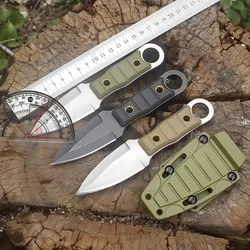 2024 New Camping Survival Tactical Small Straight Knife with K Sheath, Hiking, High Hardness, Portable Versatile Outdoor Knife