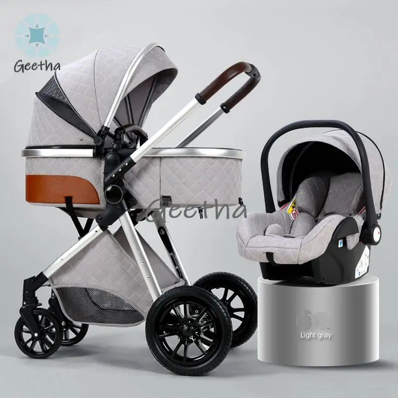 Multi-functional Stroller Baby 4 in 1  High Landscape Can Sit Reclining Light Folding Two-way Eggshell Design Baby Stroller