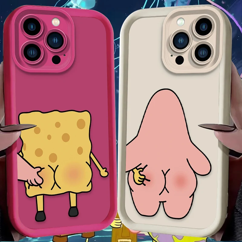 SpongeBobs Patrick Star Clear Case for iPhone 15 14 13 12 11 Pro Max XS X XR 8 7 6S 6 Plus SE 2020 Shockproof Silicone Cover