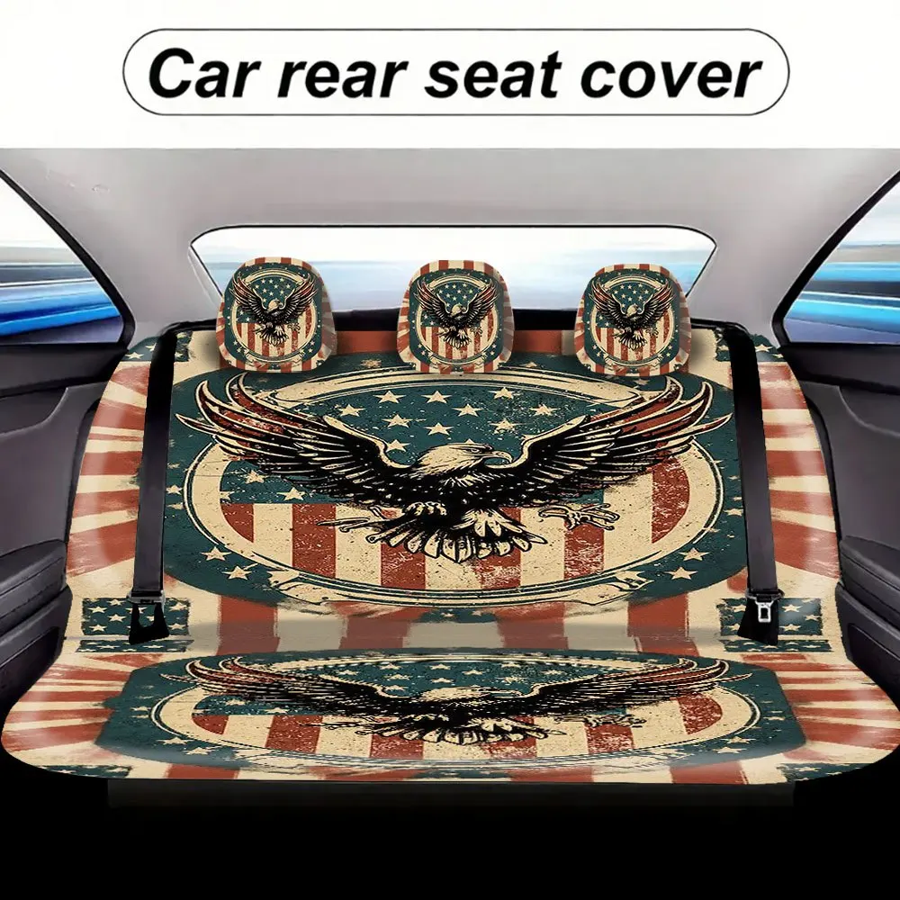 Trendy Print Car Seat Covers Full Set Fit Festive All Occasion Premium Eagle Stars Stripes Design Comfortable Breathable Interi