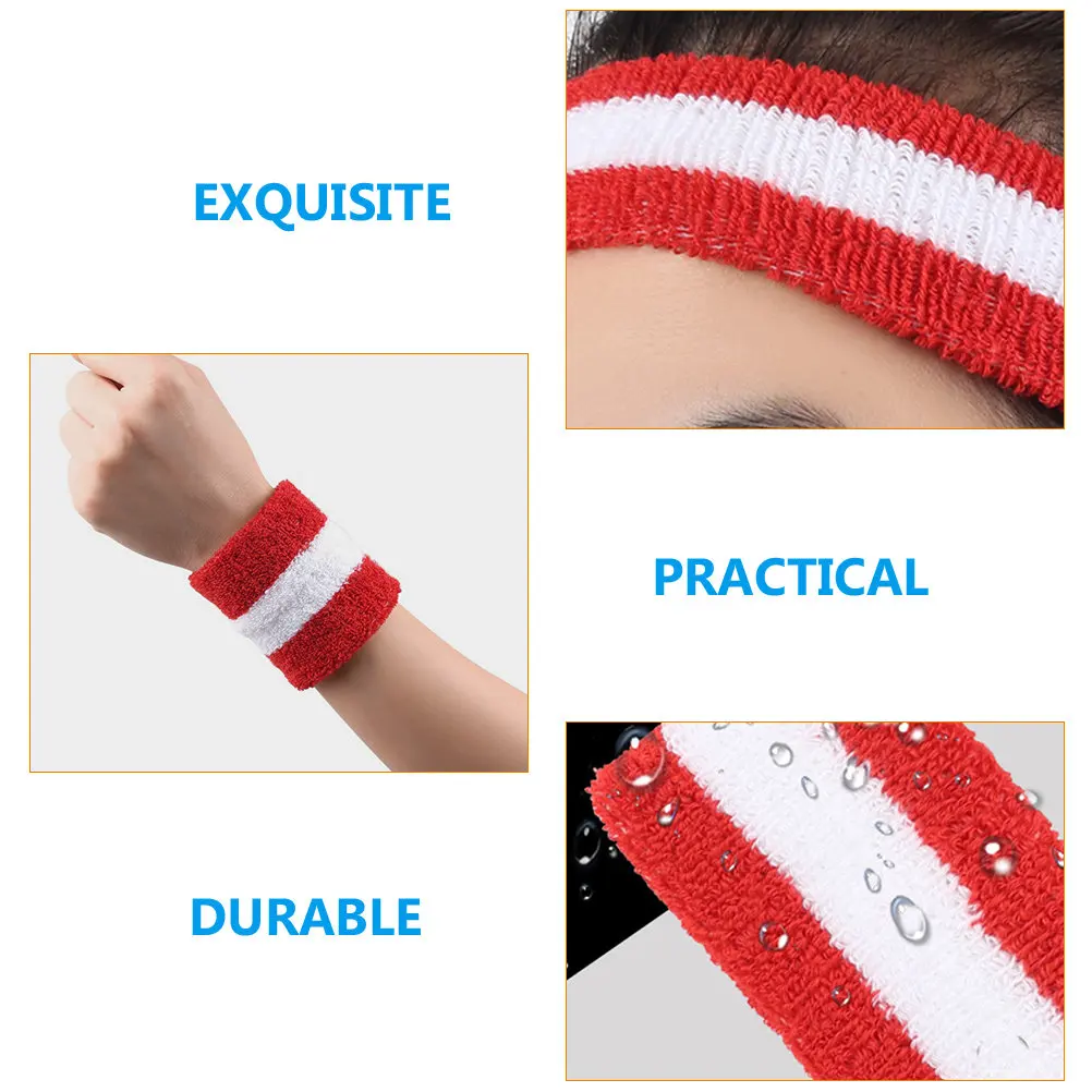 1Set Athletic Headband Wristband Combo Sweat Resistant Fade Proof Non Deformable for Sports Training Running Cycling Basketball