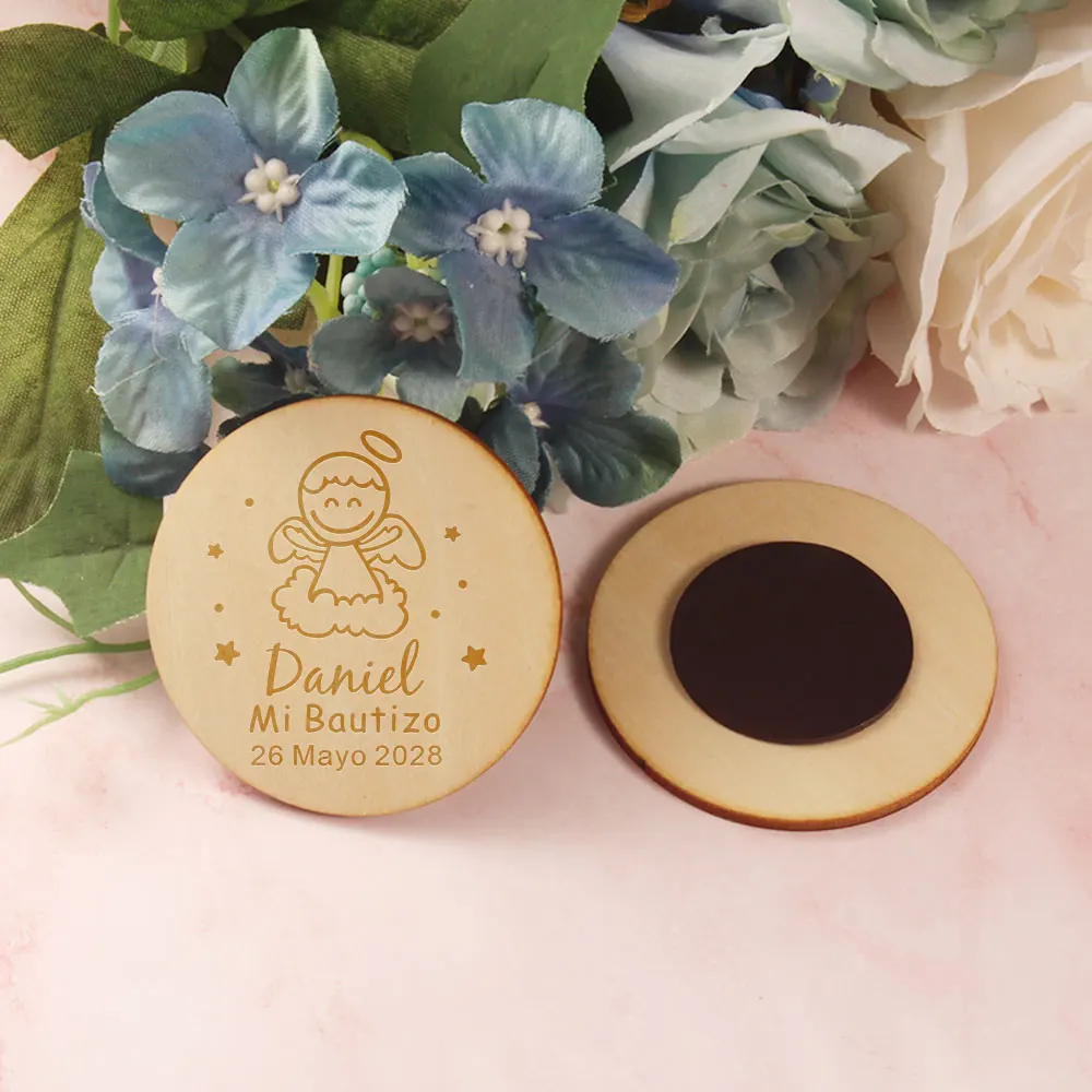 

10pcs Custom Name and Date Wooden Fridge Magnet Party Favor Personalized Magnets Baptism Favor Gift for Guest