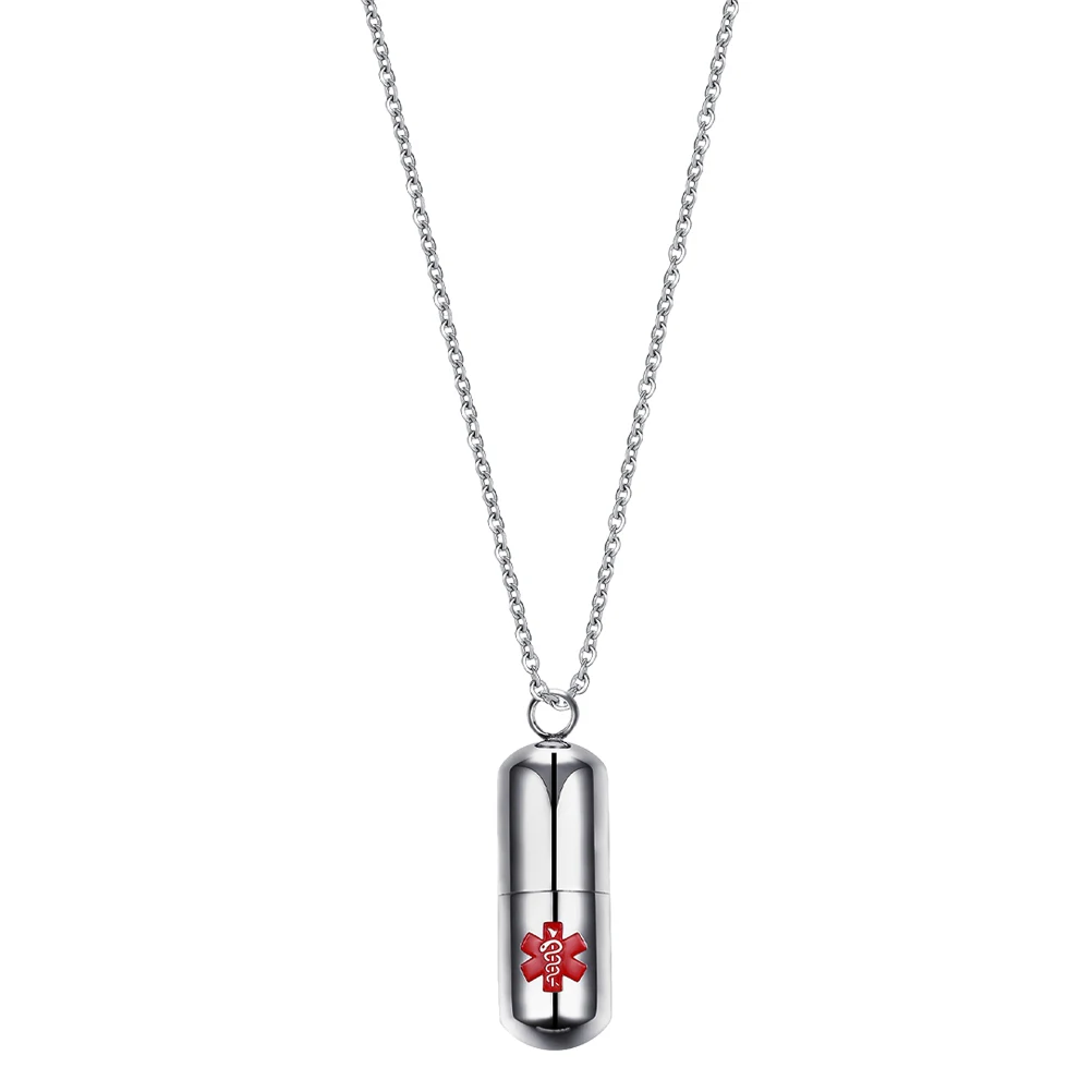 

Pills Pendant Necklace Stainless Steel Accessories for Girls Mom Gift Jewelry Man