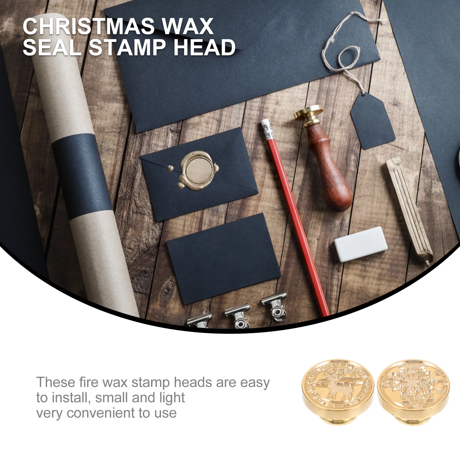 

2Pcs Xmas Fire Heads Premium Alloy Material Durable Easy to Use Envelope Wax Seal Stamps Envelope Stamp