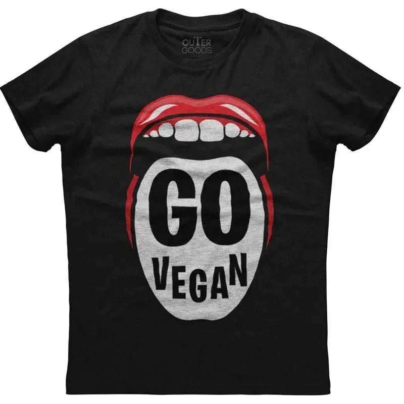 Go Vegan Human Mouth Mens  New Cotton Black T shirt