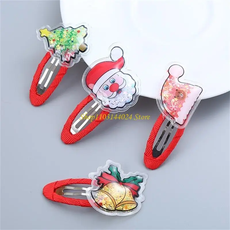 N5KE Cartoon Christmas Pattern Hair Pin Adult Teen Ponytail Bangs Festival Hair Clip