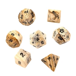 Natural Picture Stone Polyhedral DND Gemstone Dice Ornaments Jewelry Accept Custom Font Symbol Pattern