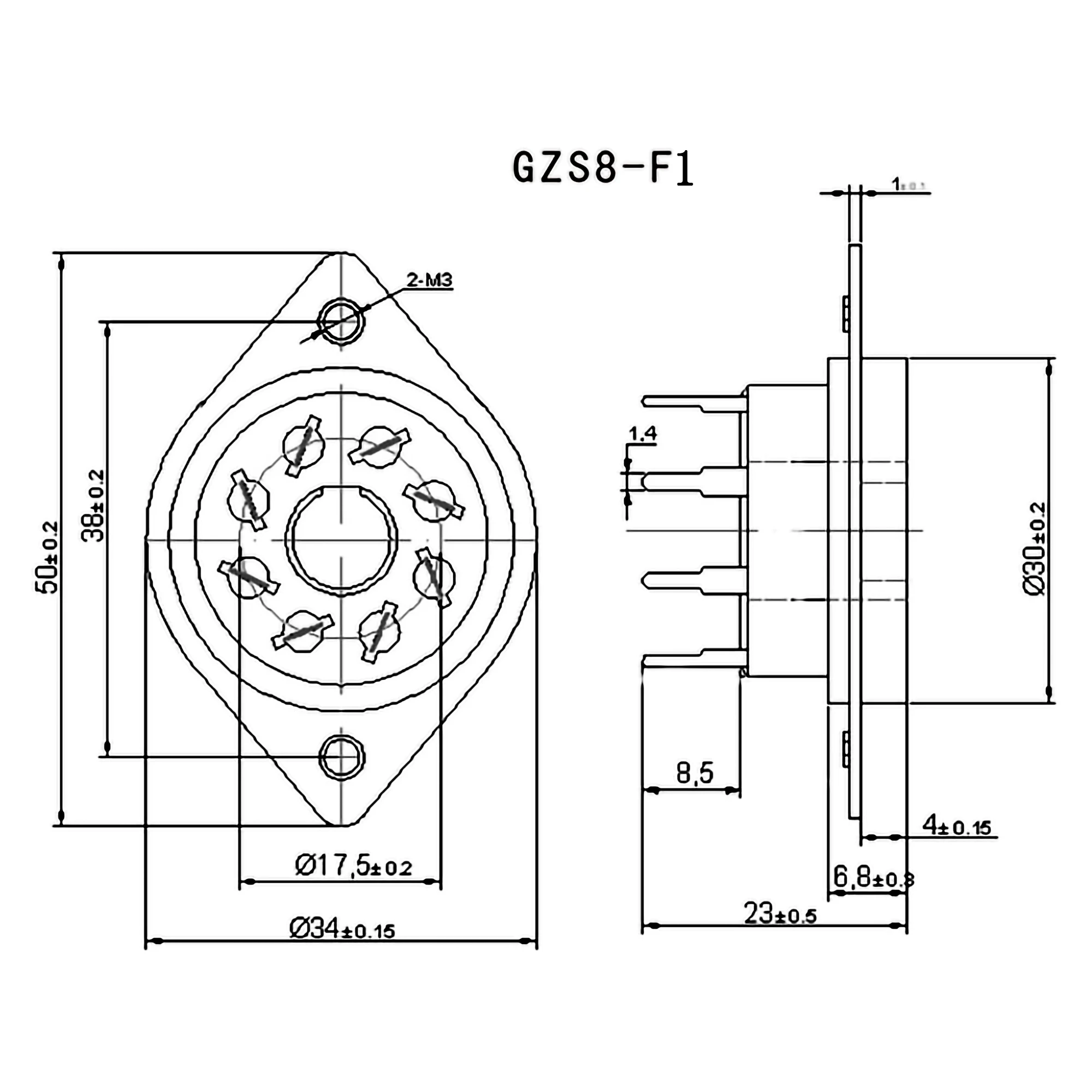 Bakelite 8Pin Tube Socket GZS8-F1 Vintage Valve Socket PCB Mount For KT88  6L6 EL34 6N8P 6SN7 Vacuum Tube  Amplifier HIFI Audio