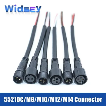 2Pin M14 erkek kadın yerleştirme 5521DC Mini fiş M8 M10 güneş enerjili lamba şerit hattı M12 otomotiv PVC su geçirmez konnektör