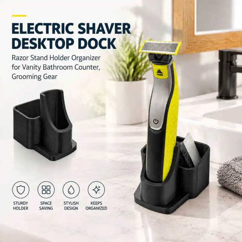 Electric Shaver Desktop Dock, Razor Stand Holder Organizer for Vanity Bathroom Counter, Grooming Gear