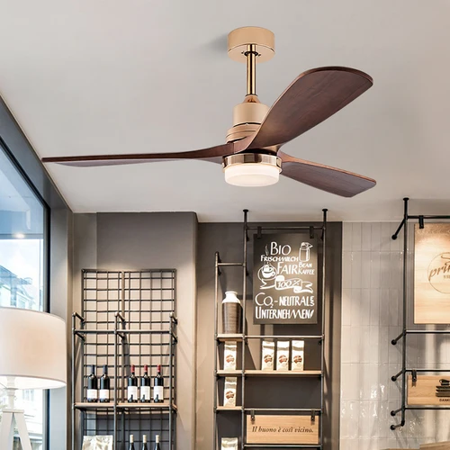 52-Zoll-Deckenventilator im amerikanischen Stil mit hellen Ventilatorflügeln aus echtem Holz, 3-farbig dimmbar, ideal für Wohnzimmer oder Balkon
