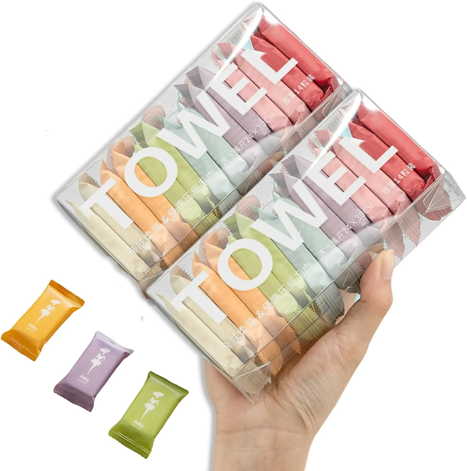 28pcs Individually Packaged Compressed Towel Set, Portable Travel Towels, Disposable Multi-purpose Wet and Dry Towels, Unscented
