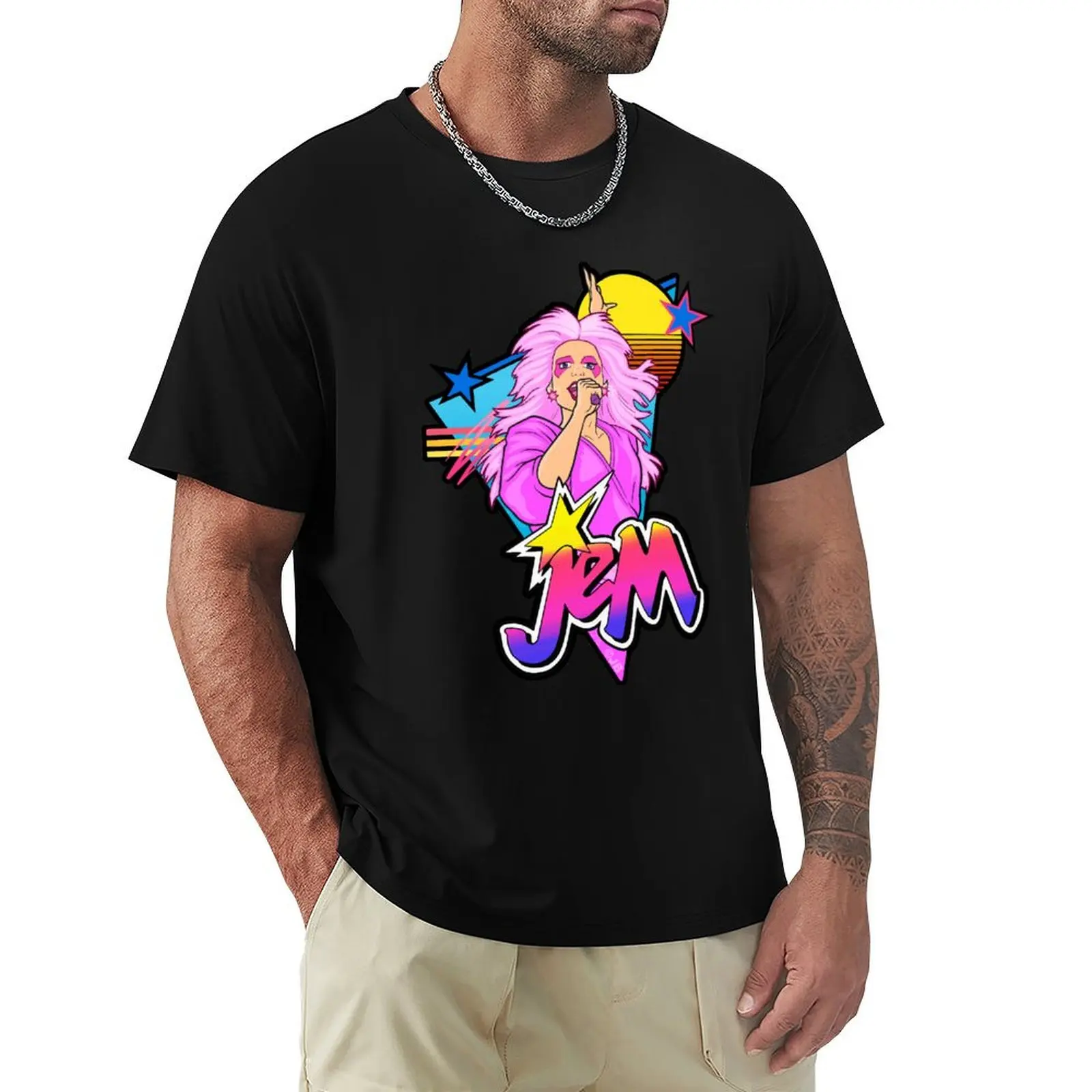 Camiseta RETRO 80S JEM, camiseta transpirable de talla grande