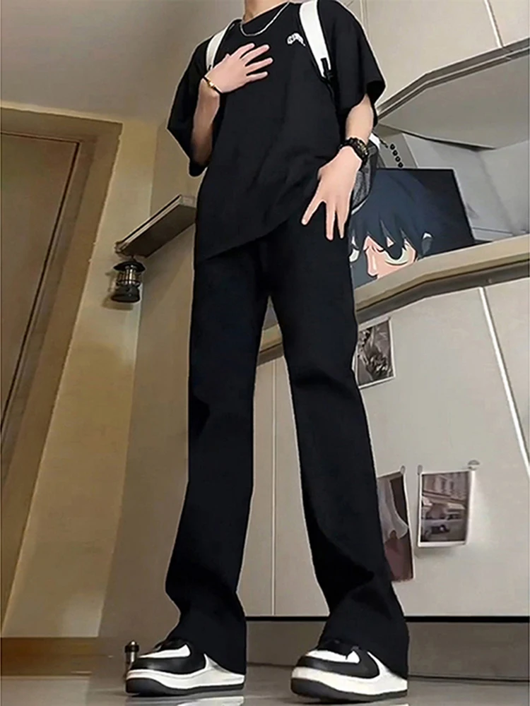 

High Waist Flared Jeans Men's Slim Fit Extended Length Taller People American High Street Slim Straight Leg Jeans