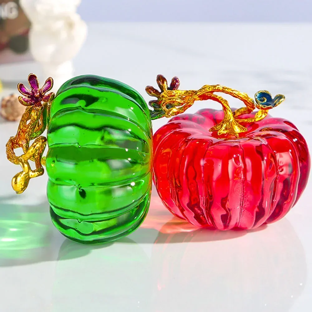 1pcs Artificial Glass Pumpkin Home Decoration Ornament Room Souvenir Yellow/Red/Green 65mm Creative Figurine Gifts Model