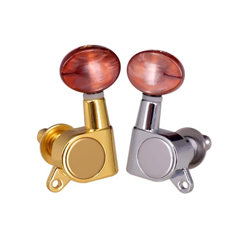 6Pcs Totally Closed Oval Handle Acoustic Electric Guitar Tuner Strings Button Gold Tuning Pegs Keys Accessories Parts