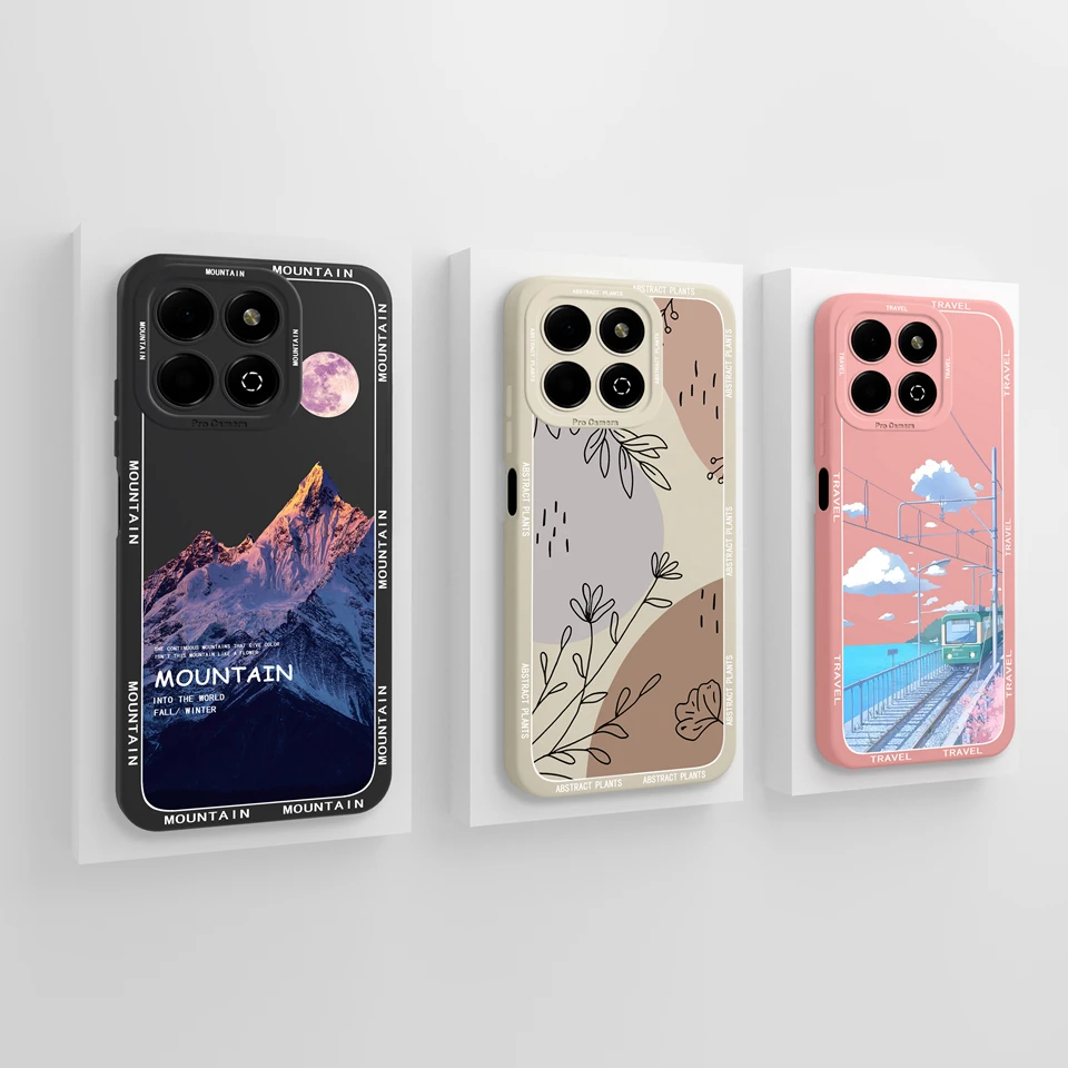 Casos para huawei honor x6b roxo lua rosa céu líquido durável à prova de choque alta qualidade luxo escudo para honra x6b coque funda