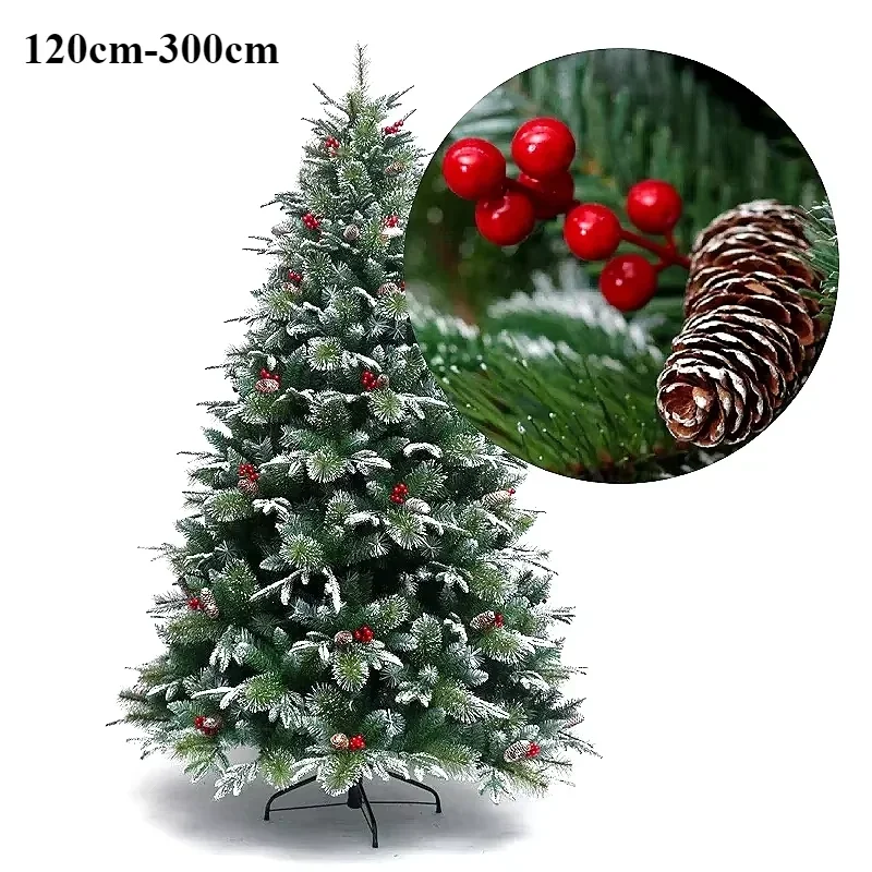 Artificial PVC Christmas Tree Snow White Pine Cones Red Fruit Party Atmosphere Decoration Supplies  adornos arbol de navidad