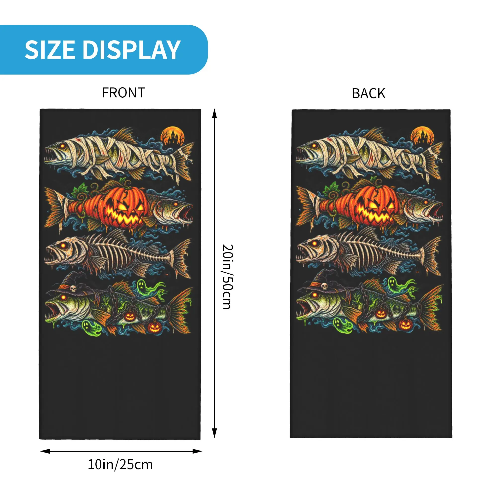 Halloween Trout Fish Ghost Pumpkin Bandana Neck Gaiter Balaclavas Wrap Scarf Print Skeleton Mummy Headband Outdoor Unisex Adult
