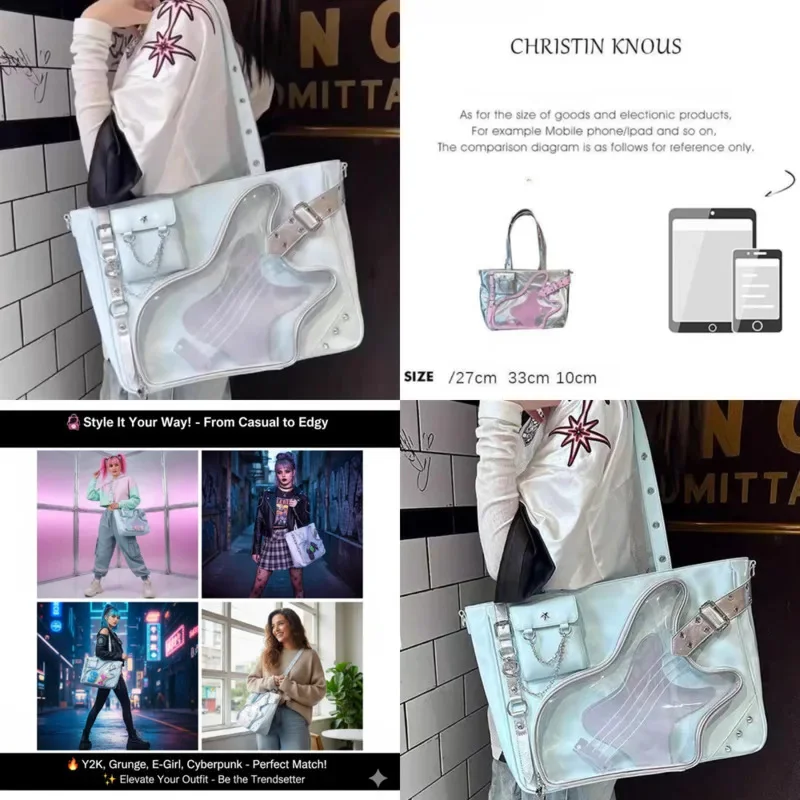 Music Itbag Backpacks Lamp Hidden Tote Bag Y2K Beile Anime JK Lolita One Shoulder Commuter Bag Student High Capacity Itabag New