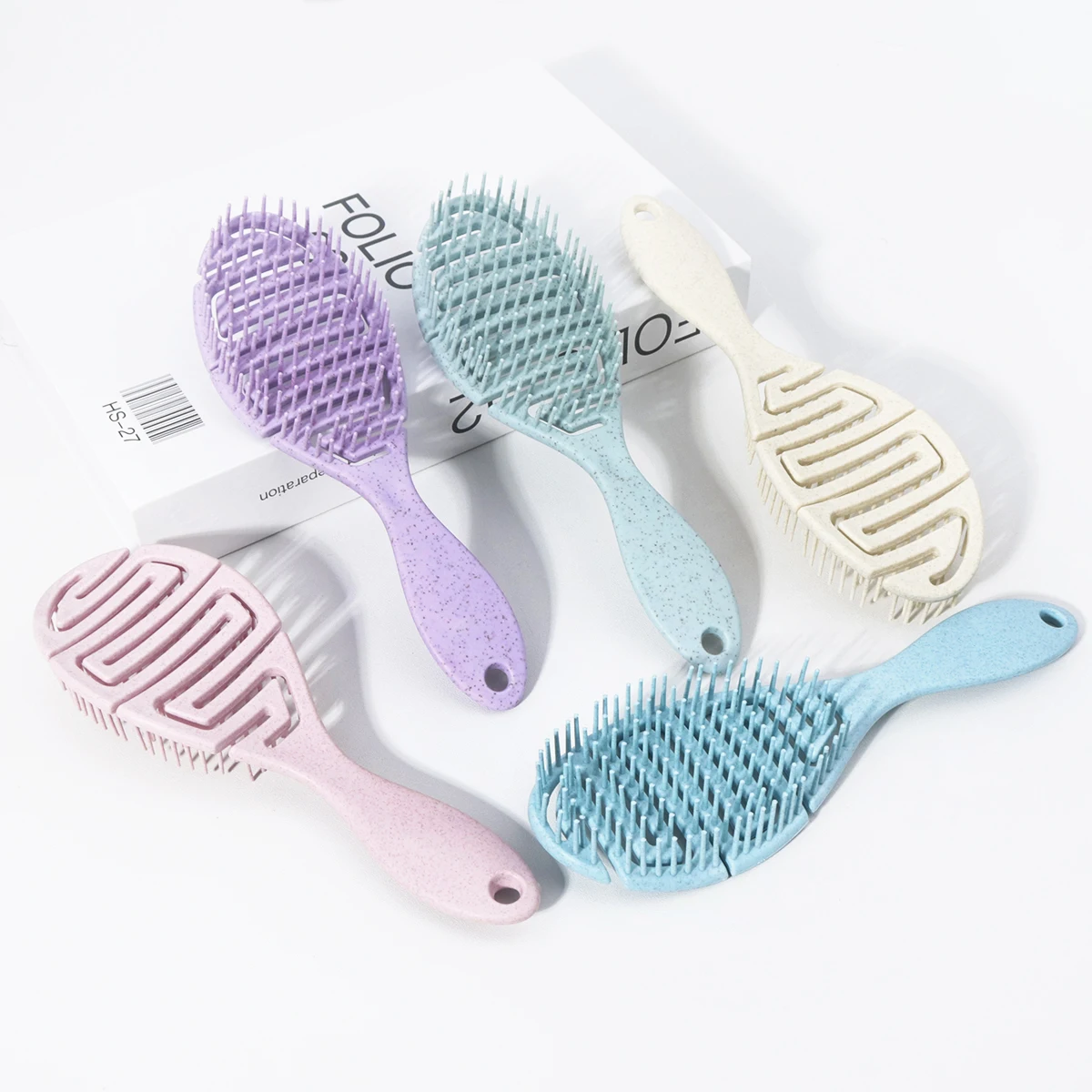 

Цельная полая дугообразная расческа - нейлоновая щетина, массажная щетка для волос - нежный уход за волосами, специально для париков из натуральных волос