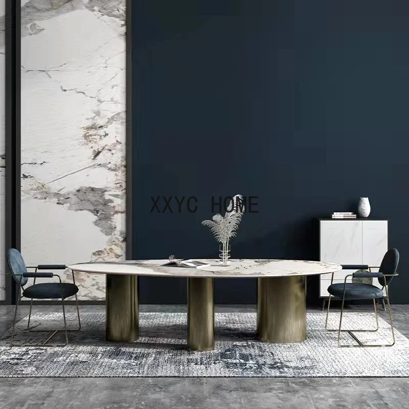 Gaming Luxury Pandora Rock Board Dining Table Oval Modern Minimalist Home Designer Customized Kitchen Dining Desk Household