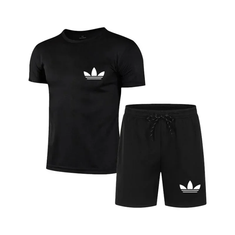 

Summer New Men's Brand Set Fashion Quick drying Sportswear Short sleeved T-shirt+Sports Shorts Casual Clothing Jogging