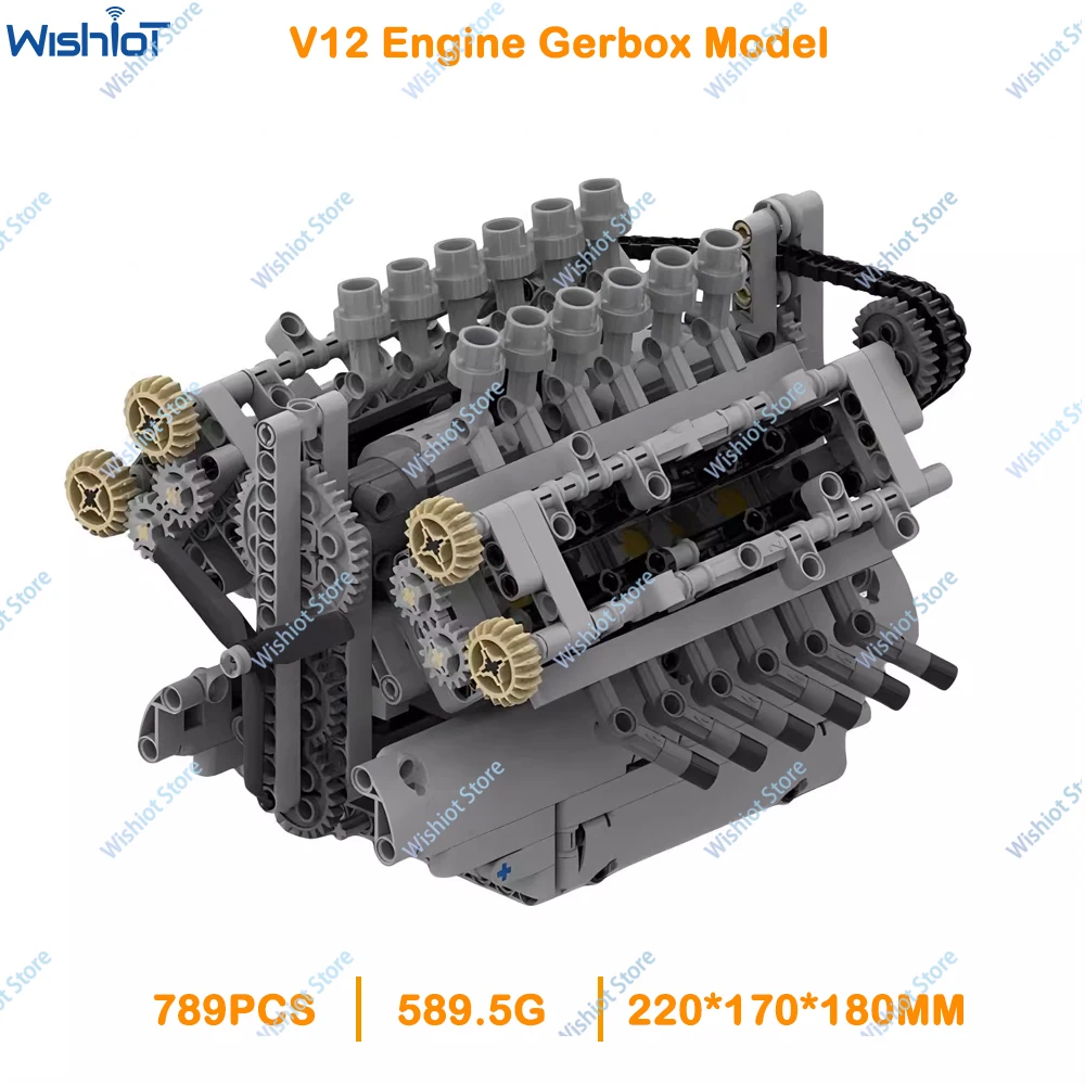 MOC V12 Motor Gearbox Modelo L Motor 88003 AA Battery Box, blocos de construção criativos, funções de poder, brinquedo maquinaria técnica, 8881