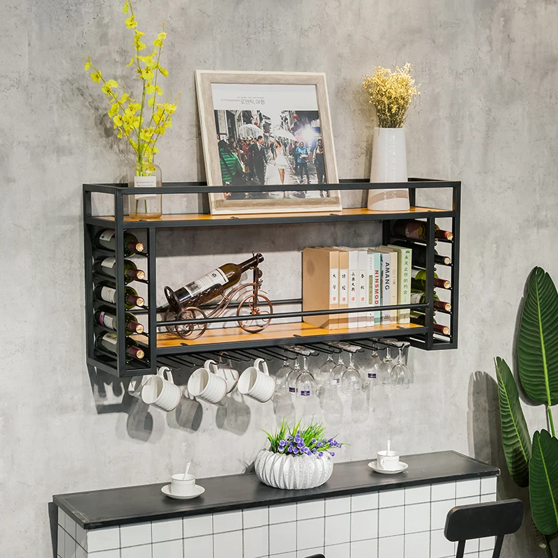 

#@Nordic Ironwork Wall-mounted Wine Rack, Wall-mounted Wine Cabinet, bar Display Stand, Wine Glass Rack, Wall Storage Rack