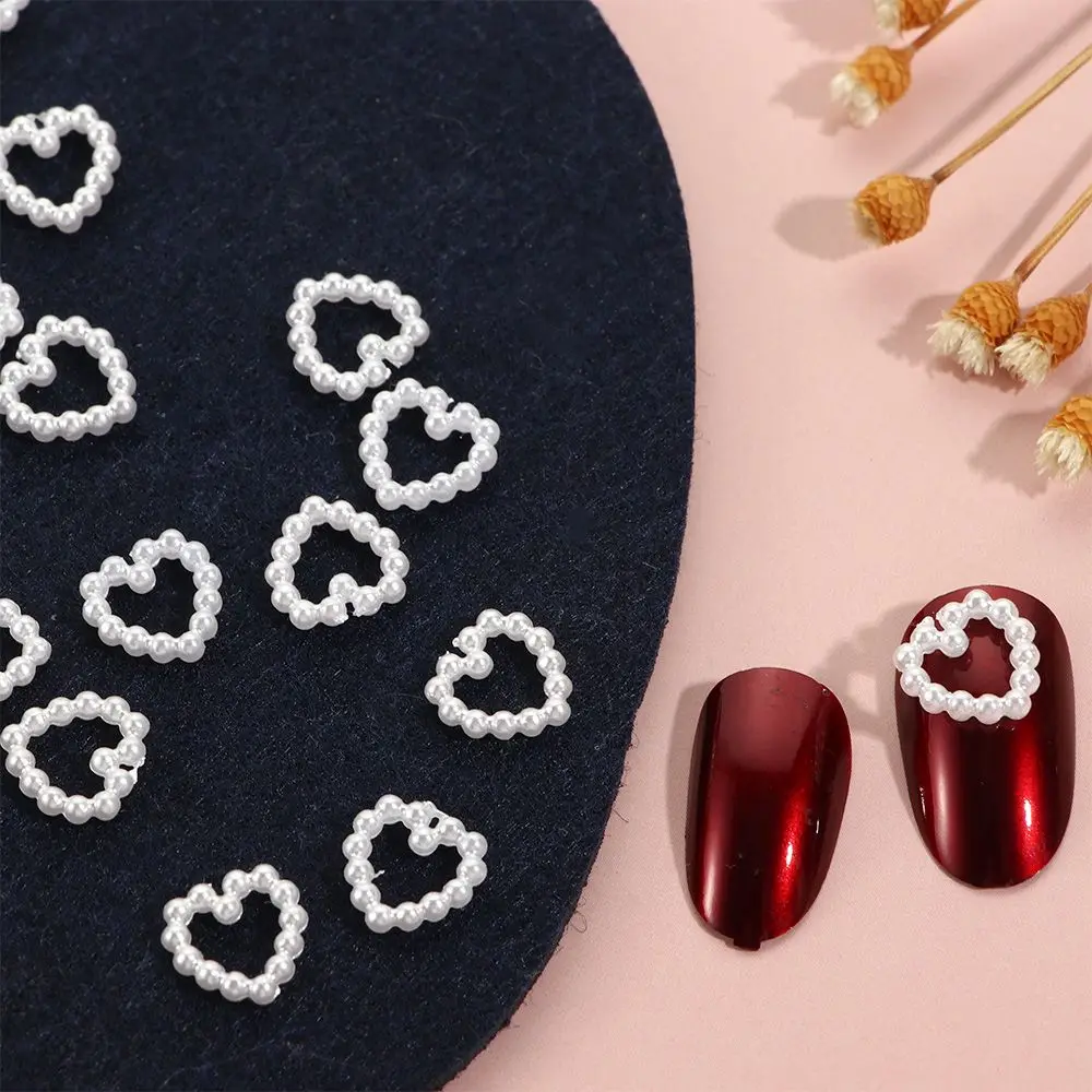 20pcs Heart-shaped Design Fashion Vintage 3D Nail Jewelry DIY Nail Art Pearl Nail Art Decoration Manicure Accessories