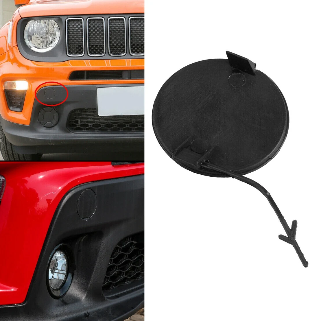 5XB38LXHAA Front Bumper Tow Hook Eye Cap Cover for Jeep Renegade 2015-2018