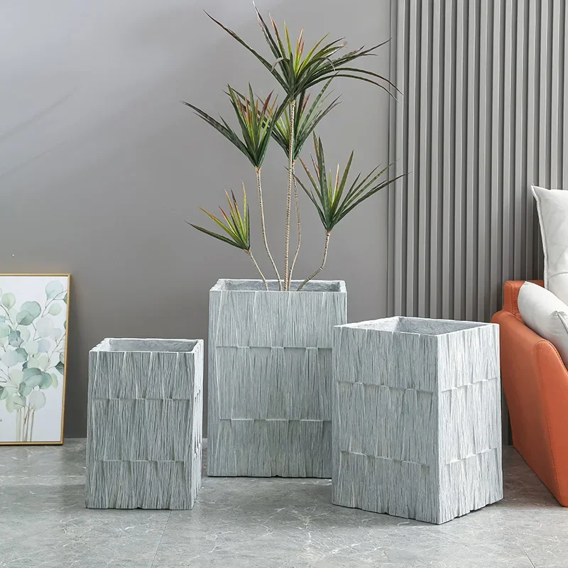 

Design Light Weight Large Tall Fiberglass Clay Plant pot Outdoor White Rectangular Flower Pots for Wholesale to Buy