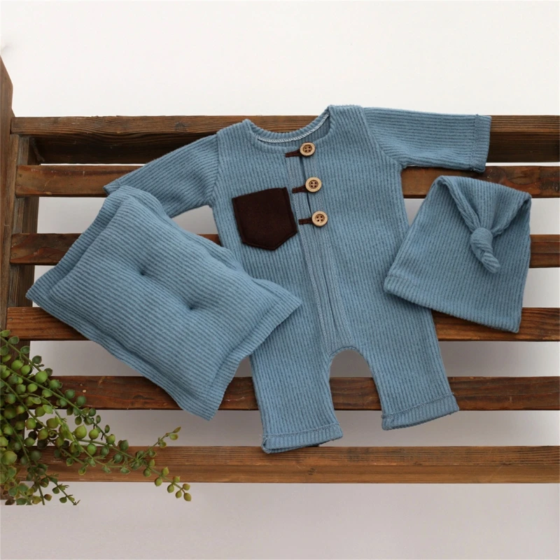 3Pcs/Set Newborn Photography Props Outfits Boy Girl Clothes Stretch Bodysuit Baby Pillows Accessories Jumpsuit Pajama Costume