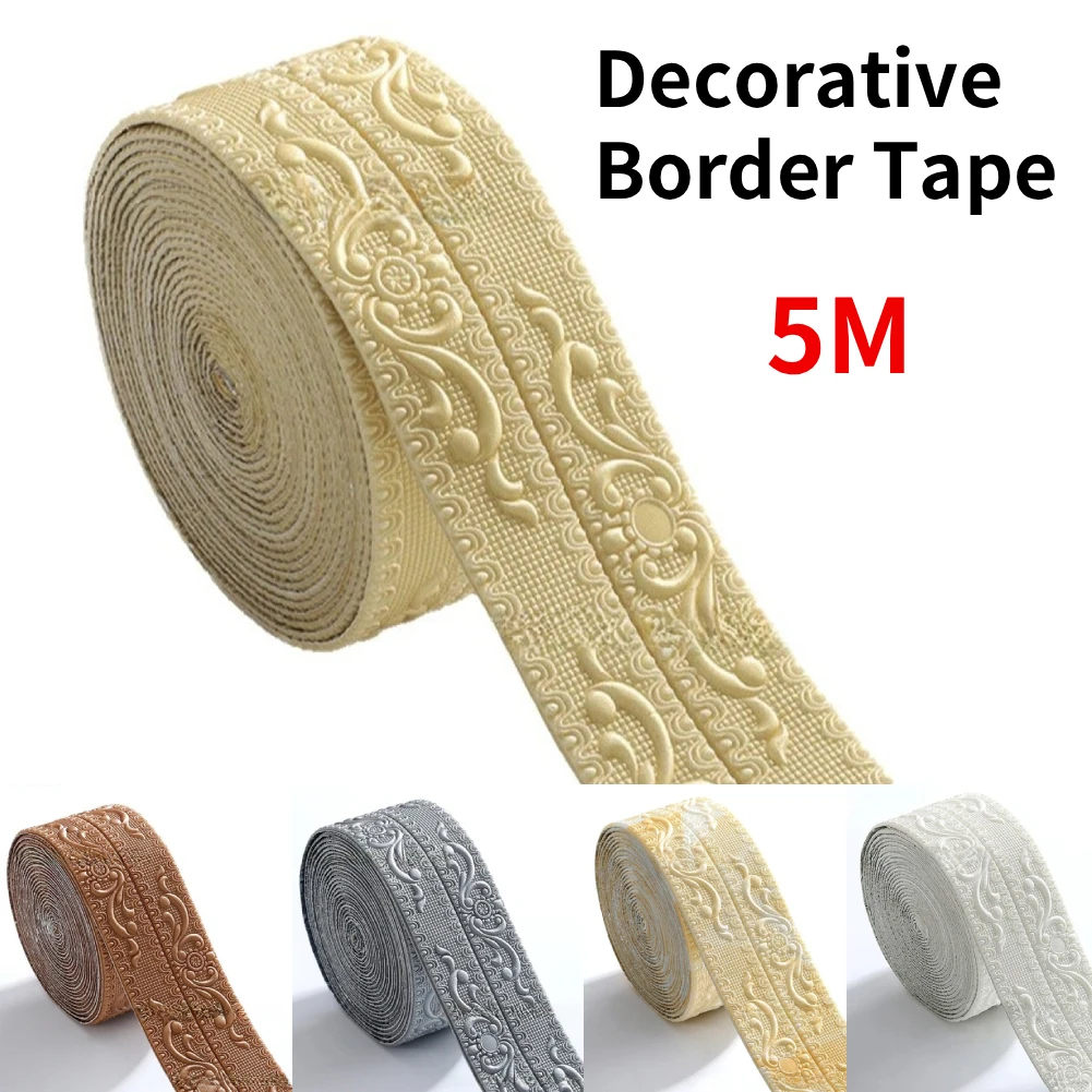 5M 12cm Width Wall Edge Strip Sticker 90-Degree Bendable Border Tape For Walls Furniture PVC Baseboard Corner Waist Line Sticker