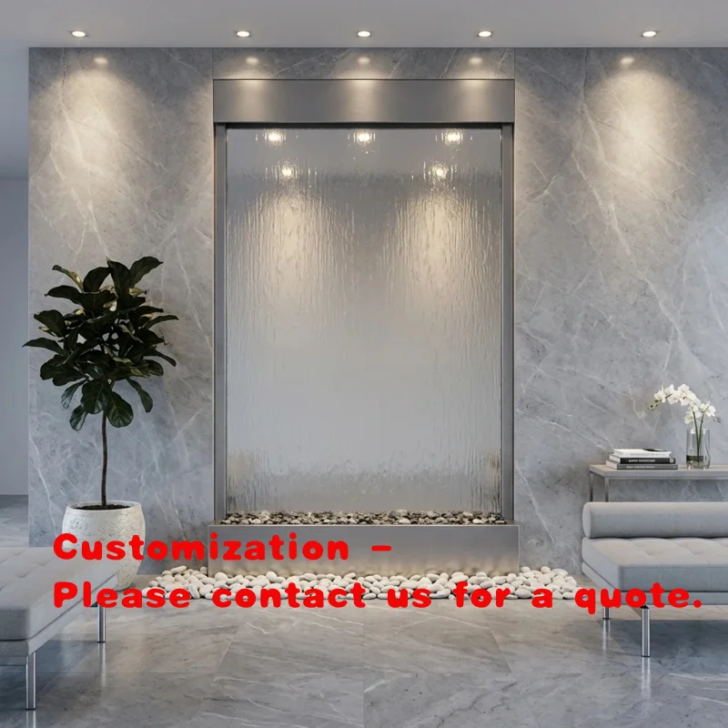 custom.Customized Indoor Contemporary Waterfall Fountain with Company Spa Hotel Glass Wall Restaurant & Shopping