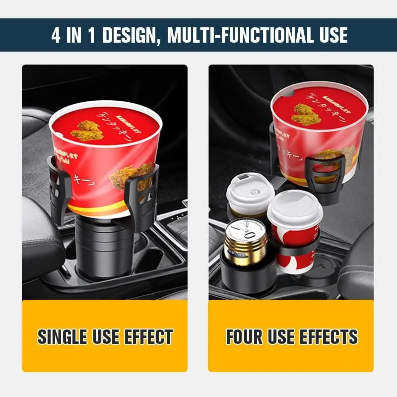 4 in 1 Car Cup Holder 360 Degree Rotating Water Vehicle Mounted No-Slip Cup Holder Multifunctional Dual Holder Auto Accessories