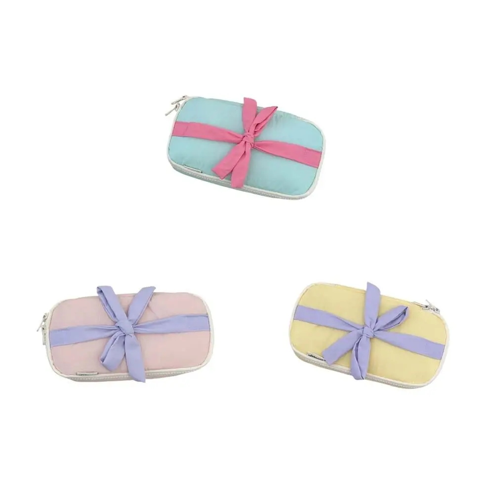 Сумка для канцелярских принадлежностей с бантом, настольная сумка для хранения, эстетический пенал в корейском стиле, большая вместительная сумка для карандашей с бантом, школьная сумка