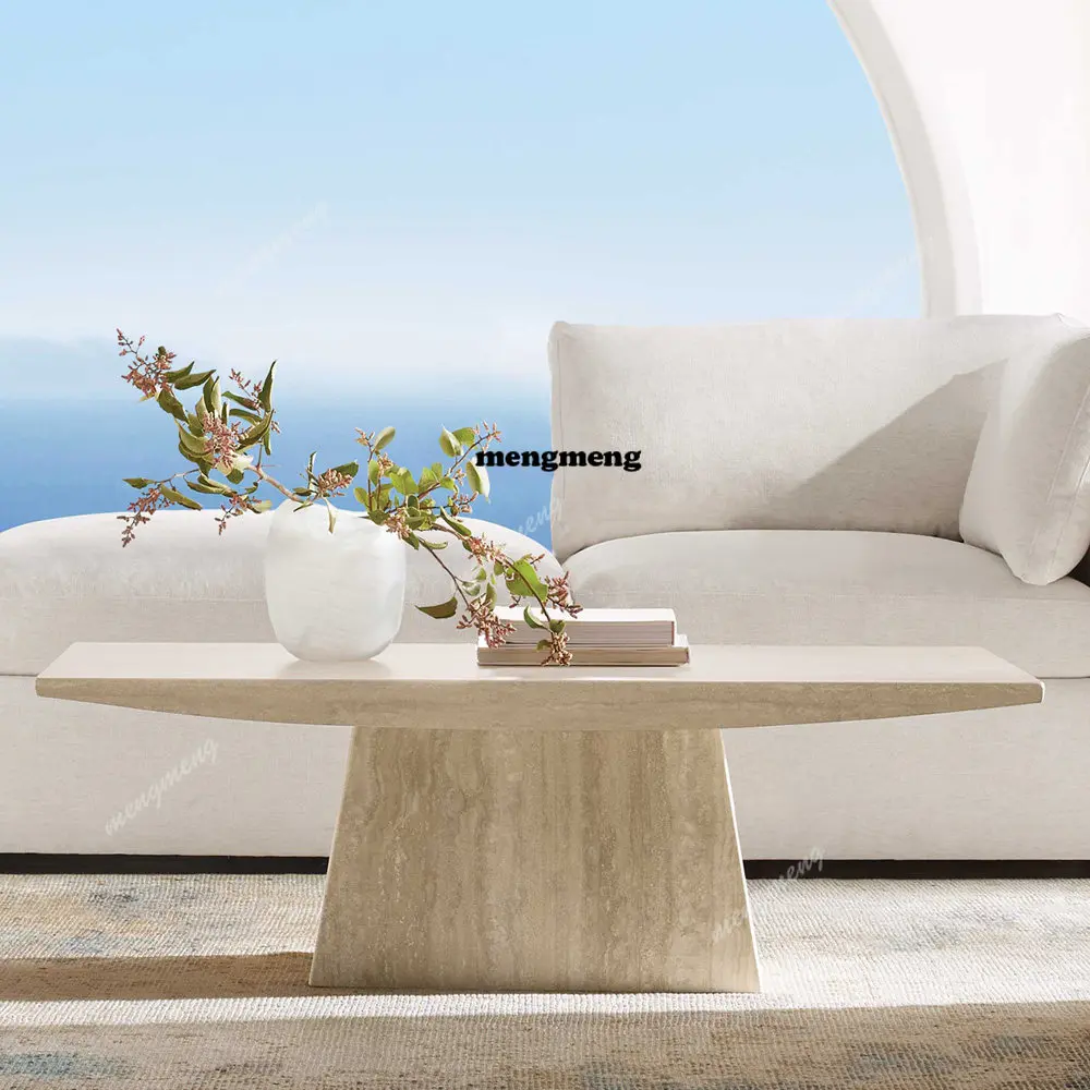 

Wabi-sabi wind cave stone coffee table simple living room home cream style marble coffee table