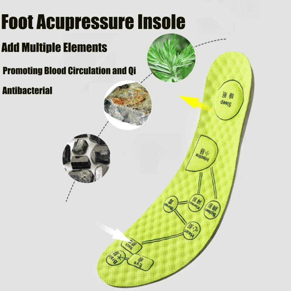 Foot Acupoint Deodorant Insoles for Men Women Shoes Soft Breathable Sweat-absorbing Sports Cushion Running Massage Shoe Sole