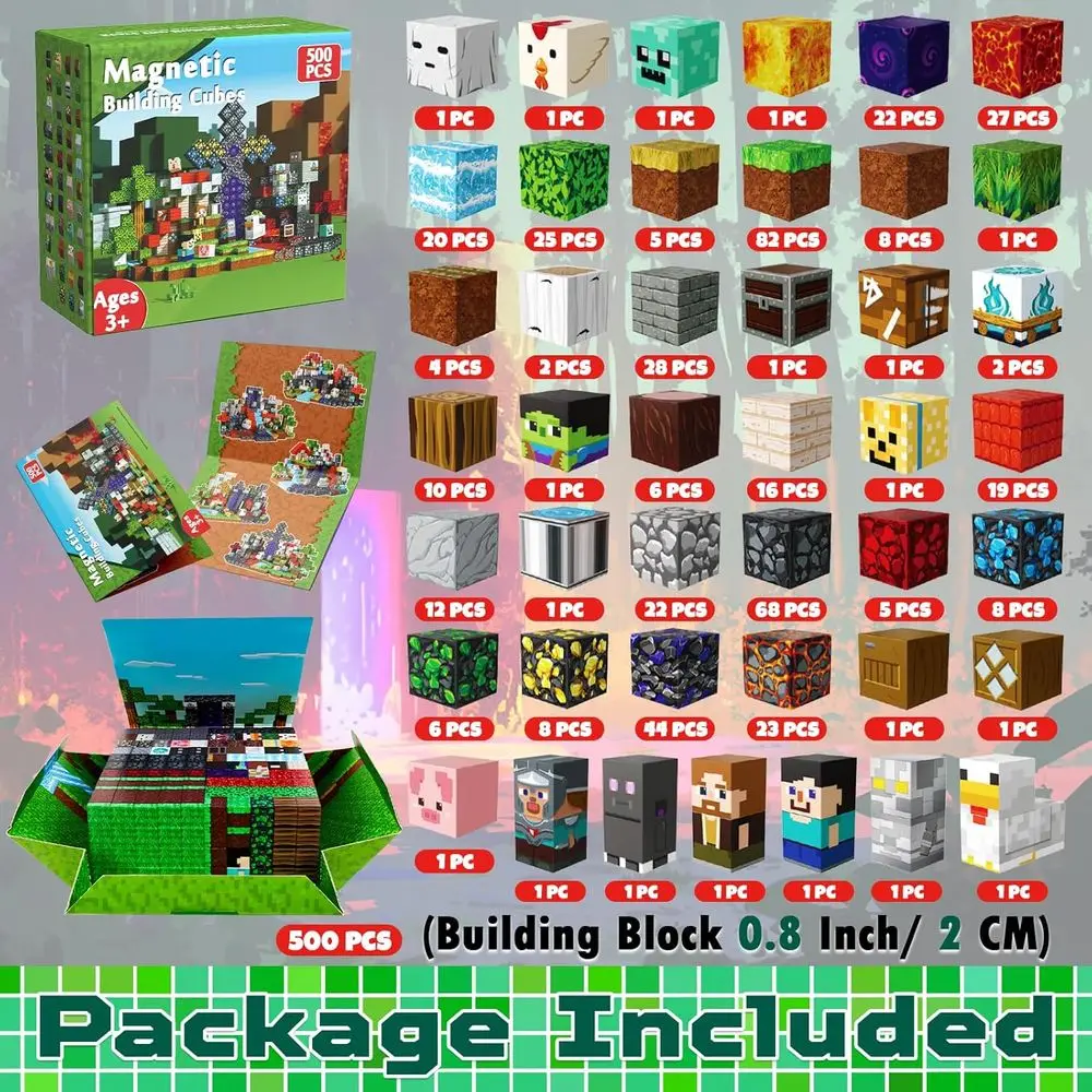 Magnetic Building Blocks Set - 500 Pieces, Educational Toys for Kids Ages 3+, Ideal Gift for Boys and Girls 4-12